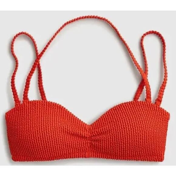 J. Crew Orange Scrunchie Sweetheart Bikini Top Size 2X - Picture 1 of 8
